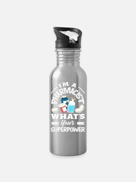 Apotheker Pharmazeutisch-technischer - Trinkflasche mit integriertem Trinkhalm - Lightsilver