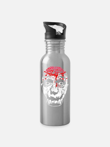 Blutiges Zombie-Gesicht - Trinkflasche mit integriertem Trinkhalm - Lightsilver