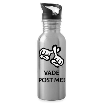 Vade Post Me! (Kreuz / Bibel / Religion / 2C) - Trinkflasche mit integriertem Trinkhalm - Lightsilver - Rechts