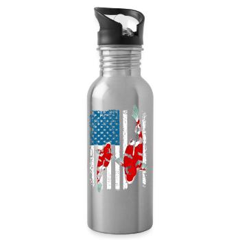 Patriotic Koi Fish USA Flag Pond Life Pride - Water bottle with straw - silver - Right