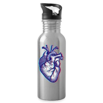 Anatomic Heart - Water bottle with straw - silver - Right