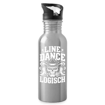 Line Dance Schädel Cowboy - Trinkflasche mit integriertem Trinkhalm - Lightsilver - Rechts