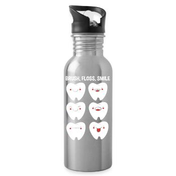 Receptionist Dentist - Water bottle with straw - silver - Right