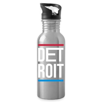 Logo-Design der Stadt Detroit - Trinkflasche mit integriertem Trinkhalm - Lightsilver - Rechts