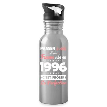 Née en 1996 – Frôler la perfection  - Gourde avec paille intégrée - argent clair - Droite