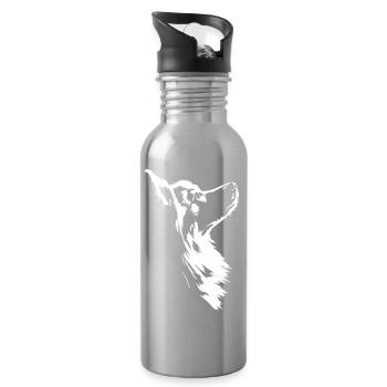 Silhouette du chien esquimau américain Hunde Hund Wilsigns - Gourde avec paille intégrée - argent clair - Droite