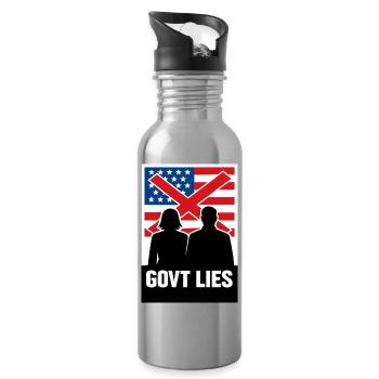 Govt Lies - Water bottle with straw - silver - Right