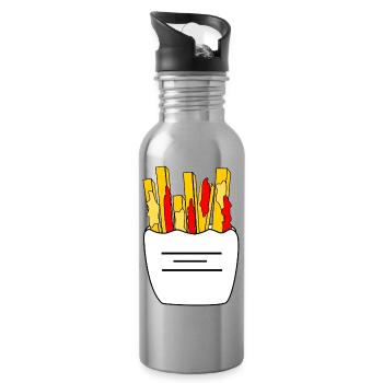 Pommes_Schranke - Trinkflasche mit integriertem Trinkhalm - Lightsilver - Rechts