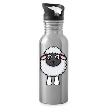 Design de câlins moutons poillés - Gourde avec paille intégrée - argent clair - Droite
