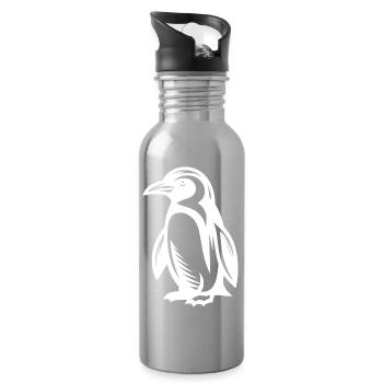 Chilliges Pinguin-Motiv aus dem Eis zum Verlieben - Trinkflasche mit integriertem Trinkhalm - Lightsilver - Rechts