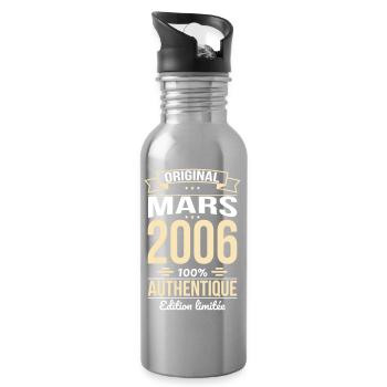 Anniversaire 20 ans - Original - Mars 2006 - Gourde avec paille intégrée - argent clair - Droite