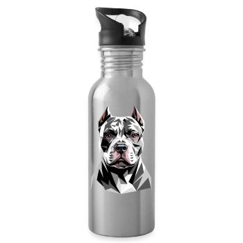 Pitbull Bulldog Pittie American Pitbull Terrier - Gourde avec paille intégrée - argent clair - Droite
