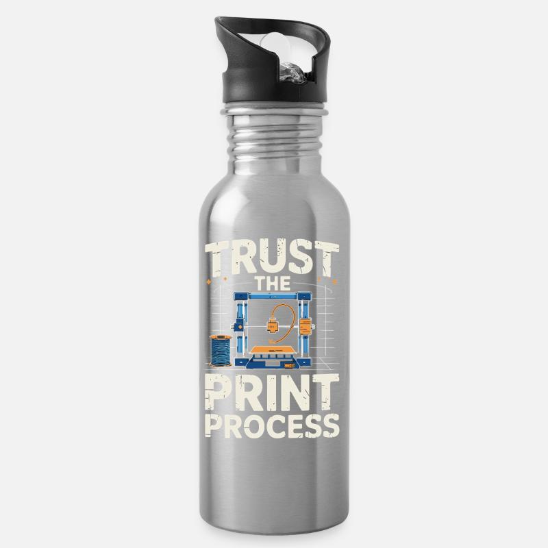 Trust The Print Process Lustiger 3D Druck Spruch - Trinkflasche mit integriertem Trinkhalm - Lightsilver