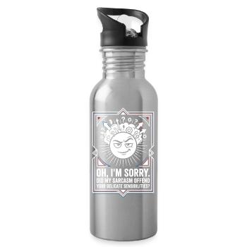 Sun sarcasm: Sorry, not apologized - Water bottle with straw - silver - Right