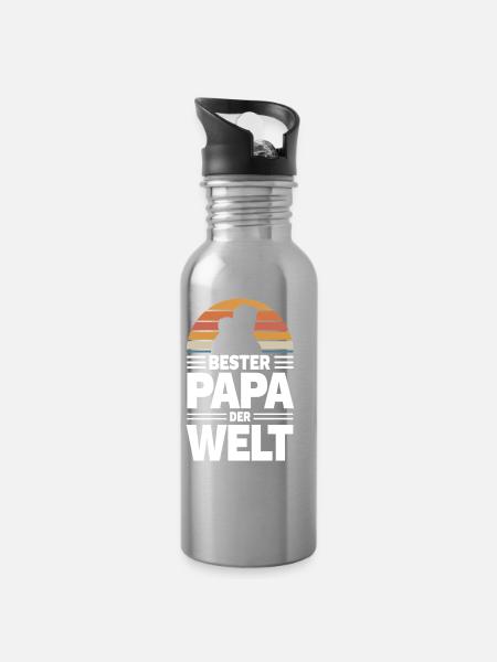 Men Shirt,Father Motivation,Thank You Dad,Love Bot - Water bottle with straw - silver