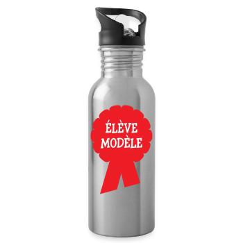 Badge Élève Modèle : Récompense Scolaire Vintage - Gourde avec paille intégrée - argent clair - Droite
