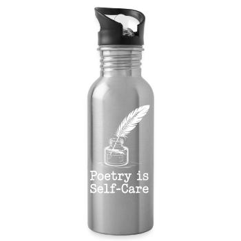 Poetry Is Self-Care - Water bottle with straw - silver - Right