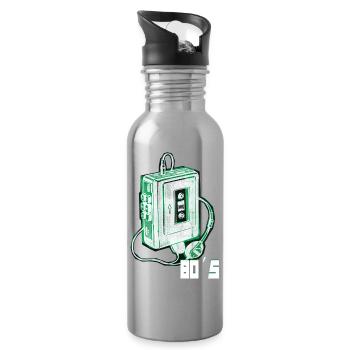 80er Jahre - Trinkflasche mit integriertem Trinkhalm - Lightsilver - Rechts