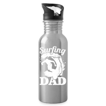 Surfer Dad - Water bottle with straw - silver - Right