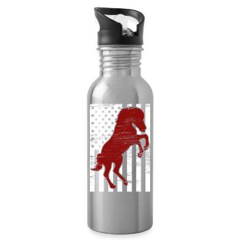 4 juillet USA Horse Riding - Gourde avec paille intégrée - argent clair - Droite