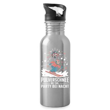  Pulverschnee Bei Tag Party Bei Nacht Skifahren - Trinkflasche mit integriertem Trinkhalm - Lightsilver - Rechts