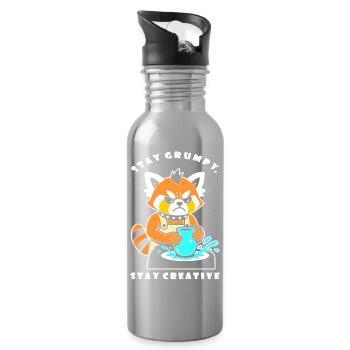Stay Creative Pottery Panda - Gourde avec paille intégrée - argent clair - Droite