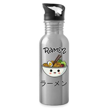Kawaii Ramen Bowl Illustration - Trinkflasche mit integriertem Trinkhalm - Lightsilver - Rechts