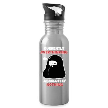 Overthinking Nothing Manga Chibi Humor - Trinkflasche mit integriertem Trinkhalm - Lightsilver - Rechts
