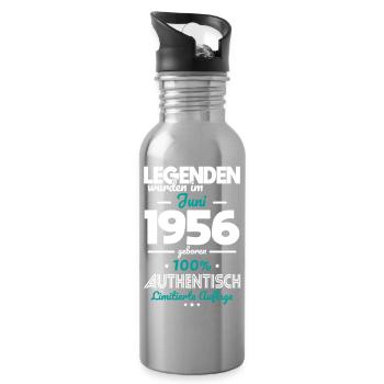 70. Geburtstag - Legenden wurden im Juni 1956 - Trinkflasche mit integriertem Trinkhalm - Lightsilver - Rechts
