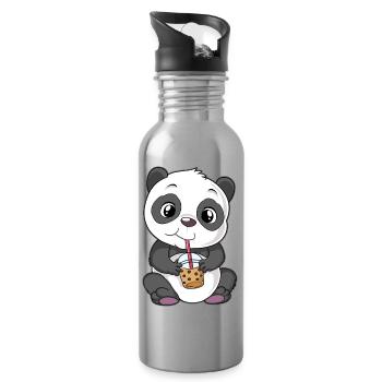 Panda Bubble Tea - Trinkflasche mit integriertem Trinkhalm - Lightsilver - Rechts