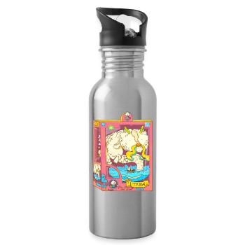 Der Drache und das Boot - Trinkflasche mit integriertem Trinkhalm - Lightsilver - Rechts