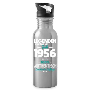 70. Geburtstag - Legenden wurden im Juli 1956 - Trinkflasche mit integriertem Trinkhalm - Lightsilver - Rechts