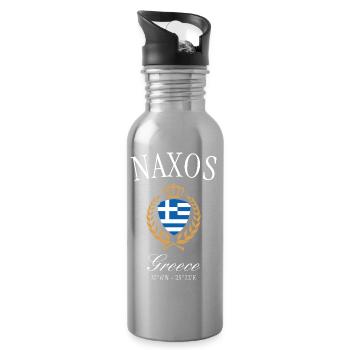Couronne des armoiries de Naxos Grèce – Souvenir de voyage - Gourde avec paille intégrée - argent clair - Droite