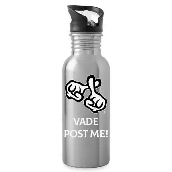 Vade Post Me! (Kreuz / Bibel / Religion / NEG 2C) - Trinkflasche mit integriertem Trinkhalm - Lightsilver - Rechts