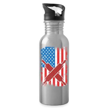 Drapeau Baking USA - Gourde avec paille intégrée - argent clair - Droite