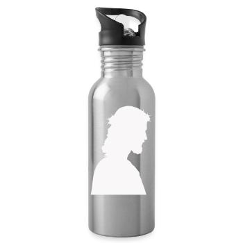 Jesus Christ Silhouette - Water bottle with straw - silver - Right