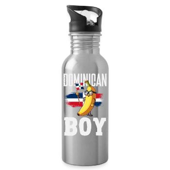 Dominican Republic Flag Dom Rep Pride - Water bottle with straw - silver - Right