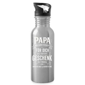 Papa Wir Haben Versucht Für Dich Das Perfekte - Trinkflasche mit integriertem Trinkhalm - Lightsilver - Rechts