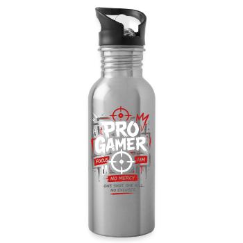 Gamer No Luck Street Style - Trinkflasche mit integriertem Trinkhalm - Lightsilver - Rechts