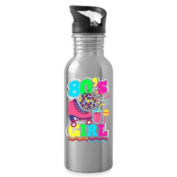 Retro Back to the 80s Vintage Design - Water bottle with straw - silver - Right