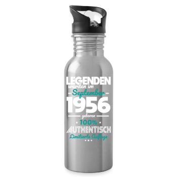 70. Geburtstag - Legenden wurden im August 1956 - Trinkflasche mit integriertem Trinkhalm - Lightsilver - Rechts