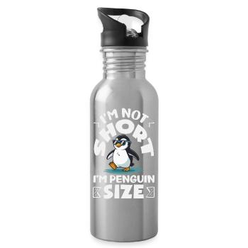 Pingouin mignon - Cadeau pour l’amoureux des manchots - Gourde avec paille intégrée - argent clair - Droite
