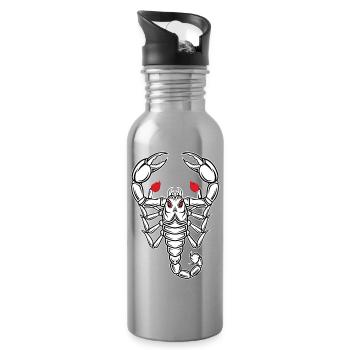 Scorpion Mascot Logo Sport Gaming - Water bottle with straw - silver - Right