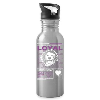Loyal Dog Best Buddy Typografie - Trinkflasche mit integriertem Trinkhalm - Lightsilver - Rechts