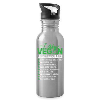 Ich bin Veganer, bevor du fragst - Trinkflasche mit integriertem Trinkhalm - Lightsilver - Rechts