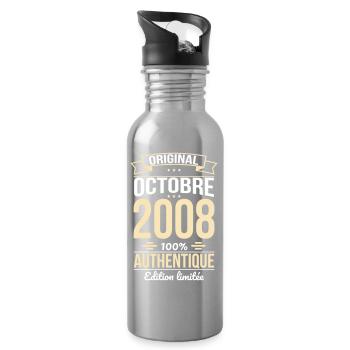 Anniversaire 18 ans - Original - Octobre 2008 - Gourde avec paille intégrée - argent clair - Droite