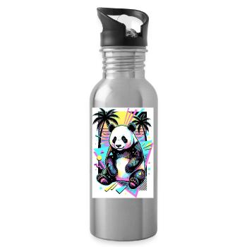 panda - Water bottle with straw - silver - Right