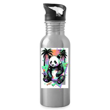 panda - Gourde avec paille intégrée - argent clair - Droite