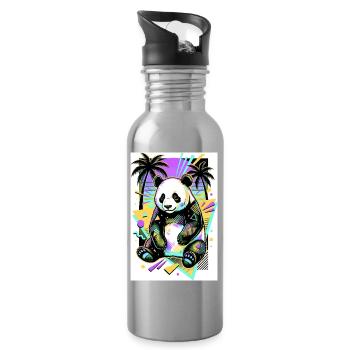 panda - Gourde avec paille intégrée - argent clair - Droite
