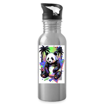 panda - Gourde avec paille intégrée - argent clair - Droite